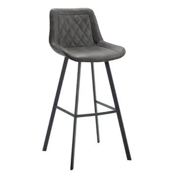 Barkrukken | JORIS | Leer/Metaal | Graphite | Zwarte Poten, Verzenden, Nieuw in verpakking