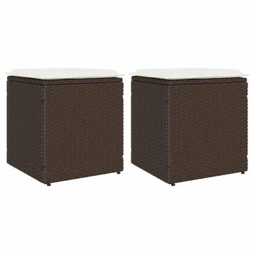 vidaXL Tuinkrukken met kussens 2 st 40x40x43 cm poly rattan, Verzenden, Nieuw