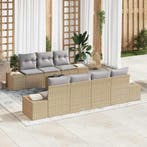 vidaXL Tuinbank Set met kussen 8 pcs Beige poly rattan, Verzenden, Nieuw