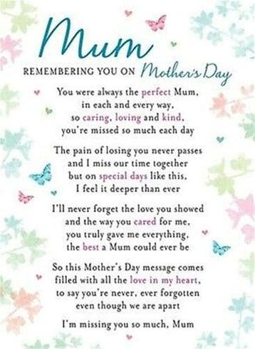 Rouwkaart herdenkingskaart On Mothers Day 16.5 x 12 cm