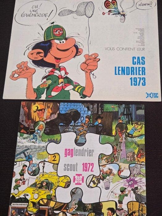 Gaston - 2 scoutingkalenders - Eerste druk - 1972/1973, Livres, BD