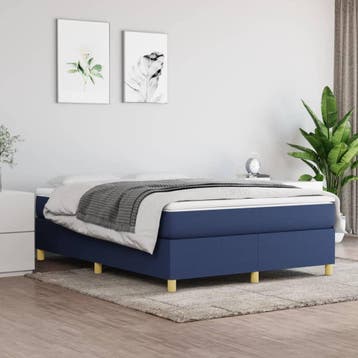 vidaXL Boxspring bed stof blauw 140x200 cm, Verzenden, Nieuw