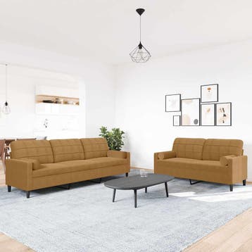vidaXL 2-delige Loungeset met kussens en bolsters fluweel, Verzenden, Nieuw