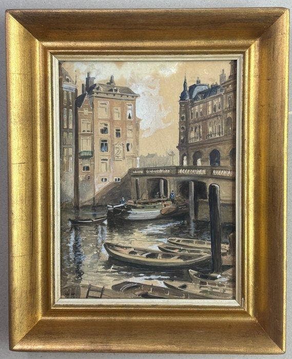 Willem Witsen (1860-1923) - Stadgezicht vanuit de grachten, Antiek en Kunst, Kunst | Schilderijen | Klassiek