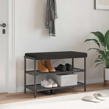 vidaXL Bankkussen Sherpa Stof Zwart Diepte 35 cm, Verzenden