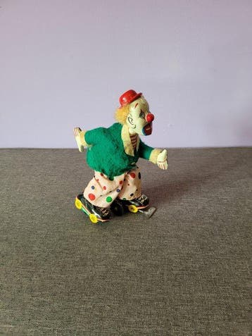 TPS - Jouet en étain - Mechanical Clown On Roller Skates,, Antiek en Kunst