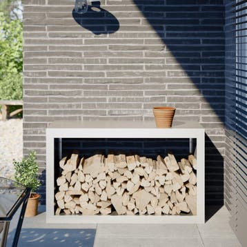 vidaXL Haardhoutrek 100x40x60 cm staal wit, Verzenden