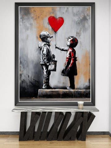 Mrs Art Prime - Love Is the Only Currency in Banksy Style, Antiek en Kunst, Kunst | Schilderijen | Modern
