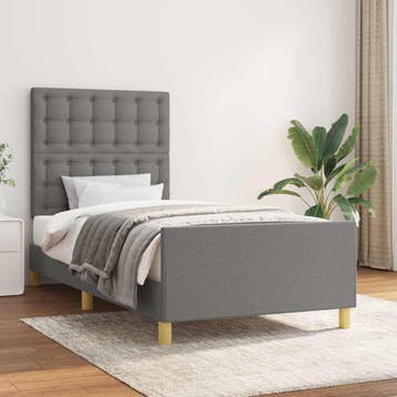 vidaXL Bedframe met hoofdbord stof donkergrijs 80x200 cm, Verzenden