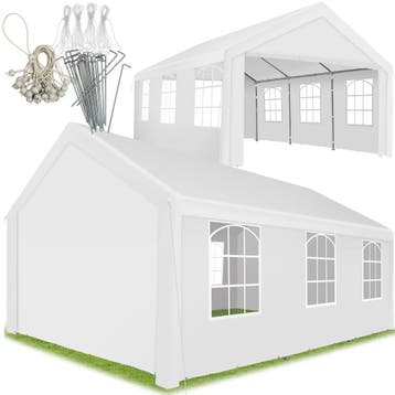 Tuinpaviljoen 6x4m met 4 zijwanden - wit, Verzenden, Nieuw
