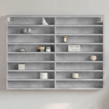 vidaXL Vitrinekast 100x8,5x75 cm bewerkt hout betongrijs, Verzenden