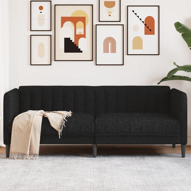 vidaXL Tweezitsbank / zetel stof zwart, Maison & Meubles, Canapés | Salons, Envoi