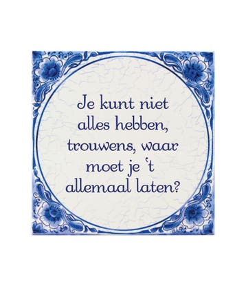 Delfts Blauw Tegel Niet Alles 14,5cm, Verzenden, Nieuw