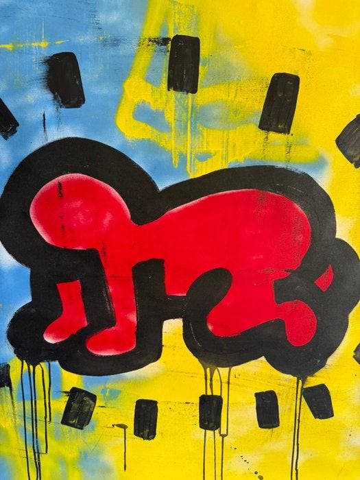 Freda People - Super Rare Haring Baby XL, Antiquités & Art, Art | Peinture | Moderne