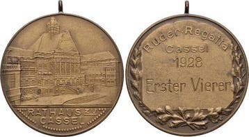 Bronze 1928 Hessen-kassel, Stadt, Postzegels en Munten, Penningen en Medailles, Verzenden
