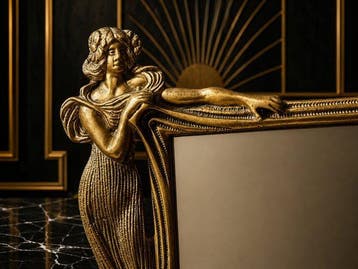 Tafelspiegel - Giet Brons/Messing - Art Nouveau Tafelspiegel