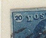 België 1849/1849 - witte vlek rechts van Postes ( zegel, Gestempeld