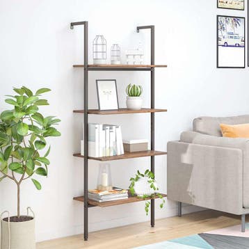 vidaXL Ladderrek met 4 schappen 64x35x152,5 cm donkerbruin, Verzenden, Nieuw