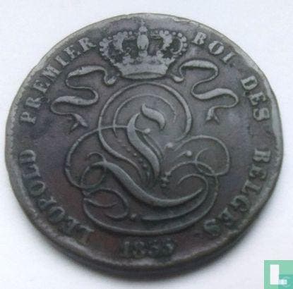 België 5 centimes 1855, Timbres & Monnaies, Monnaies | Belgique, Envoi