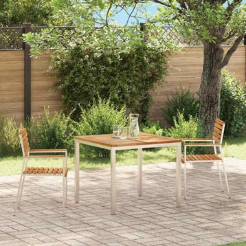 vidaXL Tuinstoel 2 st Massief Teakhout en RVS, Verzenden, Nieuw
