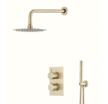 AKTIE: Inbouw regendouche Mat Goud geborsteld regendoucheset, Verzenden, Nieuw, Douche