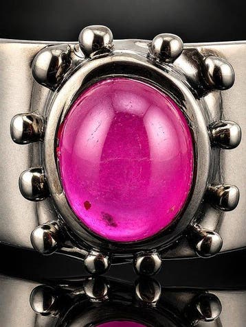 Roze robijn Statement Ring - 925 sterlingzilver - ovale