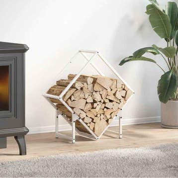 vidaXL Brandhoutrek 60x25x60 cm koudgewalst staal wit, Verzenden