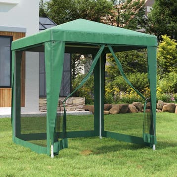 vidaXL Partytent met 4 mesh zijwanden 2x2 m HDPE groen, Verzenden, Nieuw