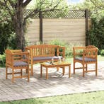 vidaXL Tuinrozen loungeset met kussen 4 pcs Massief Acacia, Tuin en Terras, Verzenden, Nieuw, Loungeset