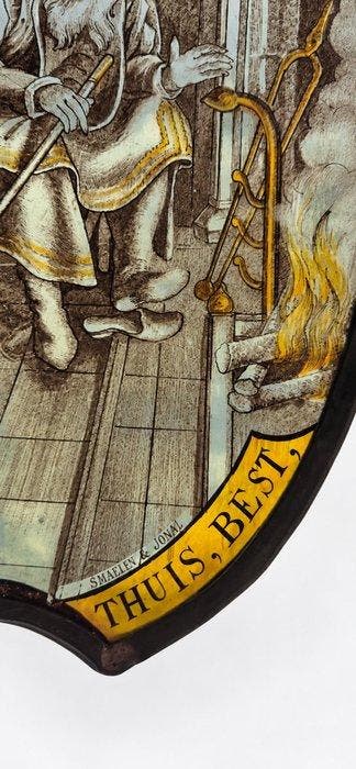 Glas-in-loodraam - 1850-1900 - Een ongebruikelijke antieke