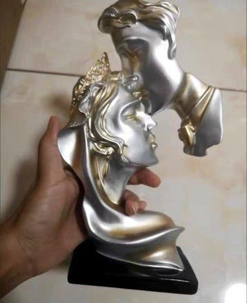 Statue, Abstract Couple Sculpture - 26 cm - Résine