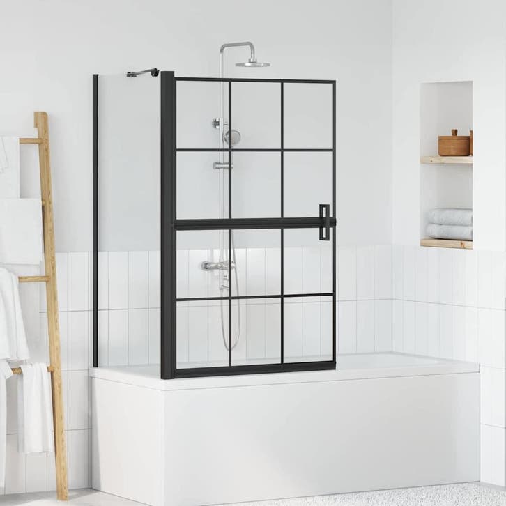 vidaXL Bad Douche Scherm Zwart en Transparant 80 x 68 x 128, Bricolage & Construction, Sanitaire, Envoi