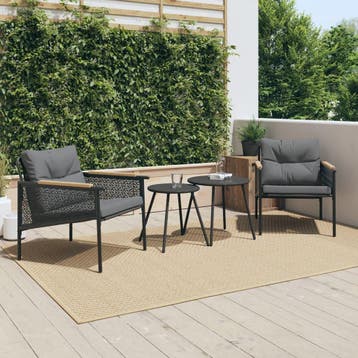 vidaXL Tuinstoelen 2 st met kussens staal zwart, Verzenden, Nieuw