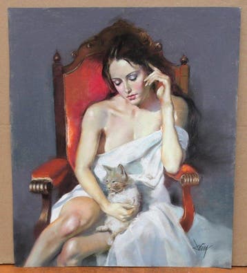 Domingo Alvarez Gomez (1942) - Chica con gato