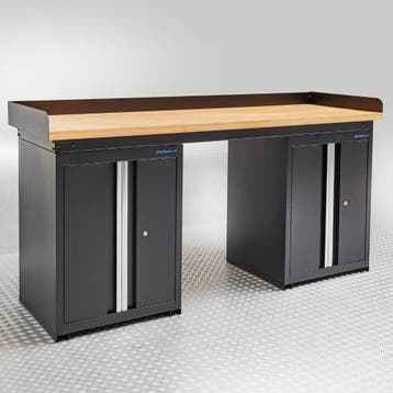 Datona Werkbank PRO eiken - 2 opbergkasten - 200 cm - zwart, Doe-het-zelf en Bouw, Ophalen of Verzenden, Nieuw