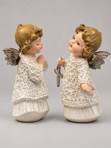 sculptuur, Set van 2 miniatuur engelbeeldjes –