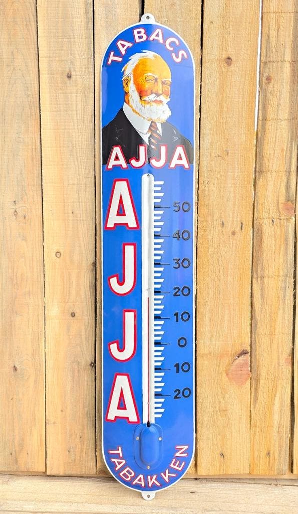 Emaille Ajja thermometer groot, Verzamelen, Merken en Reclamevoorwerpen, Verzenden