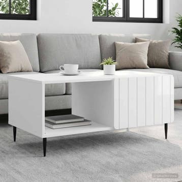 vidaXL Salontafel Hoogglans Wit 90 x 50 x 40 cm Bewerkt hout, Verzenden, Nieuw