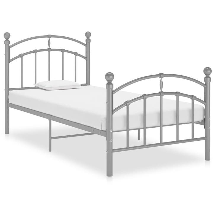 vidaXL Bedframe metaal grijs 90x200 cm, Maison & Meubles, Chambre à coucher | Lits, Envoi