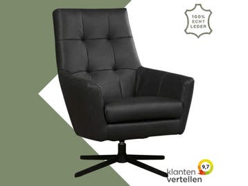 Leren draaifauteuil Central - Rancho Nero (zwart), Ophalen of Verzenden