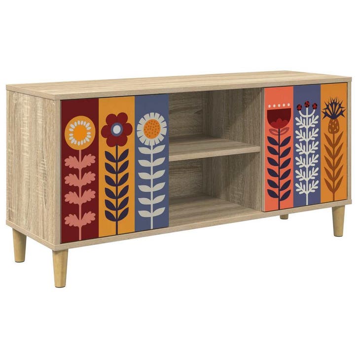 vidaXL Tv-meubel ESSEN 102 x 33 x 50 cm Sonoma Bewerkt hout, Huis en Inrichting, Kasten |Televisiemeubels, Nieuw, Verzenden