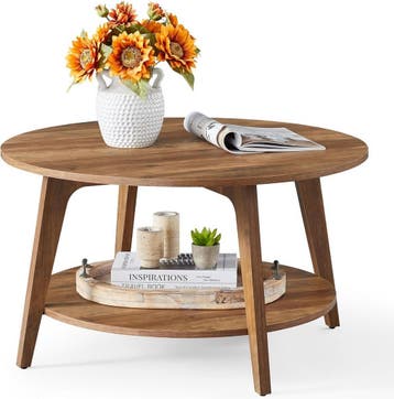 Salontafel - rond - bruin - hoogte 45 cm - 80 cm Ø diameter, Verzenden