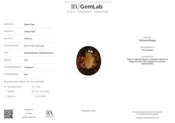 Zonder minimumprijs - 1 pcs Oranje, Geel Topaas - 149.40 ct
