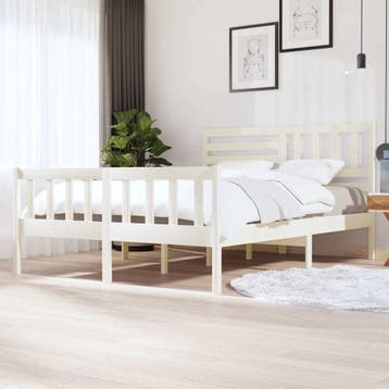 vidaXL Bedframe massief hout wit 160x200 cm, Verzenden