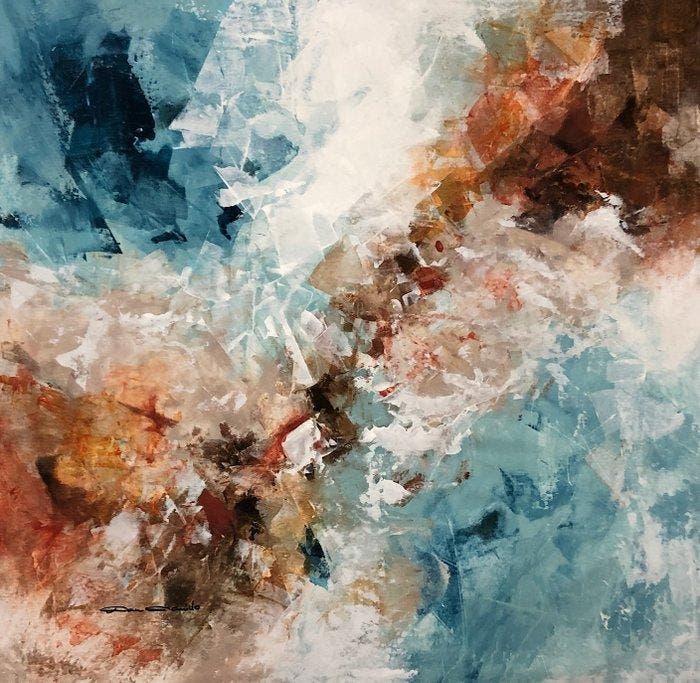 Dam Domido - Blue stone-100 x 100 cm, Antiek en Kunst, Kunst | Schilderijen | Modern