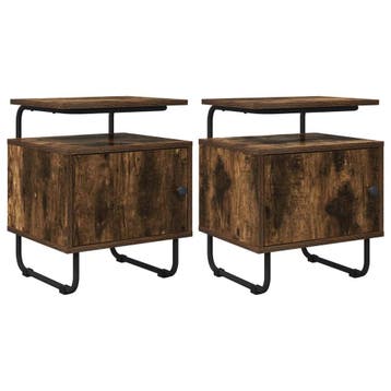 vidaXL Nachtkastje 2 st Gerookt eiken Bewerkt hout, Verzenden, Nieuw
