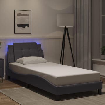 vidaXL Bedframe met LED zonder matras Zadar grijs 90x190, Verzenden