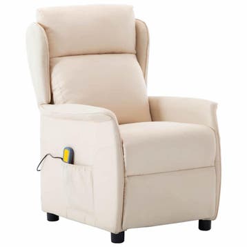 vidaXL Massagestoel met kussen Crème 93.5 x 67.5 x 101.5 cm, Verzenden