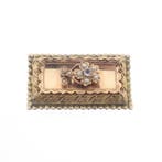 Antiek gouden broche met zirconia en parels., Gebruikt, Overige kleuren, Ophalen of Verzenden, Met edelsteen