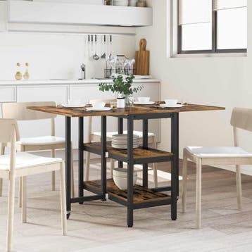 vidaXL Eettafel 122 x 80 x 76,5 cm Bewerkt hout Gerookt, Huis en Inrichting, Verzenden, Nieuw
